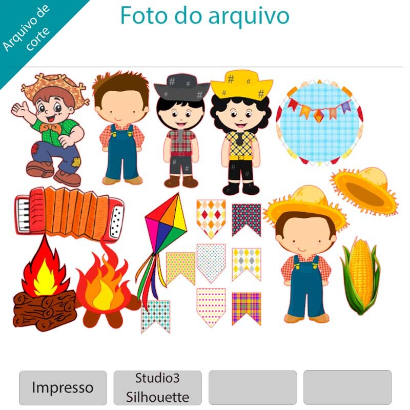 Arquivo de Corte Topo de Bolo  - Festa Junina