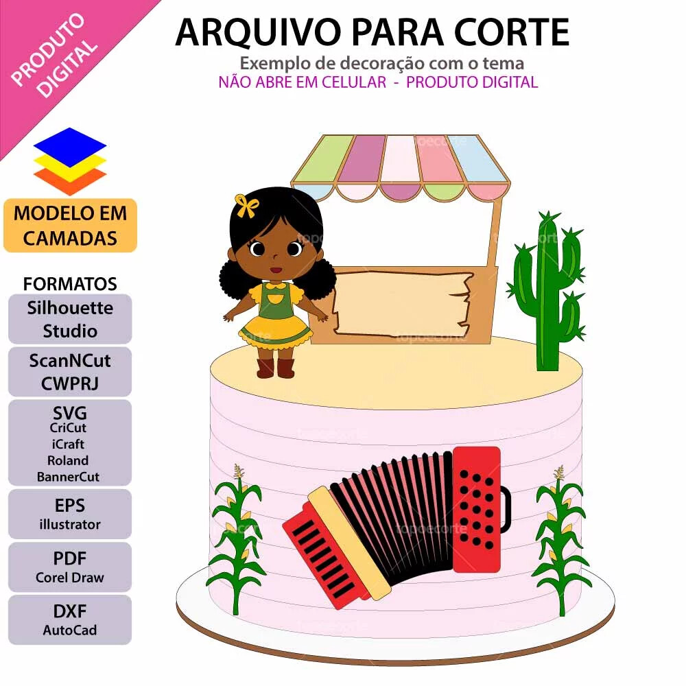 Arquivo de Corte Topo de Bolo  - Festa Junina