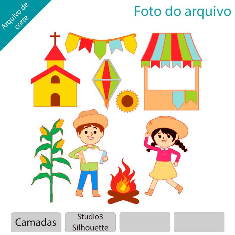 Arquivo de Corte Topo de Bolo  - Festa Junina