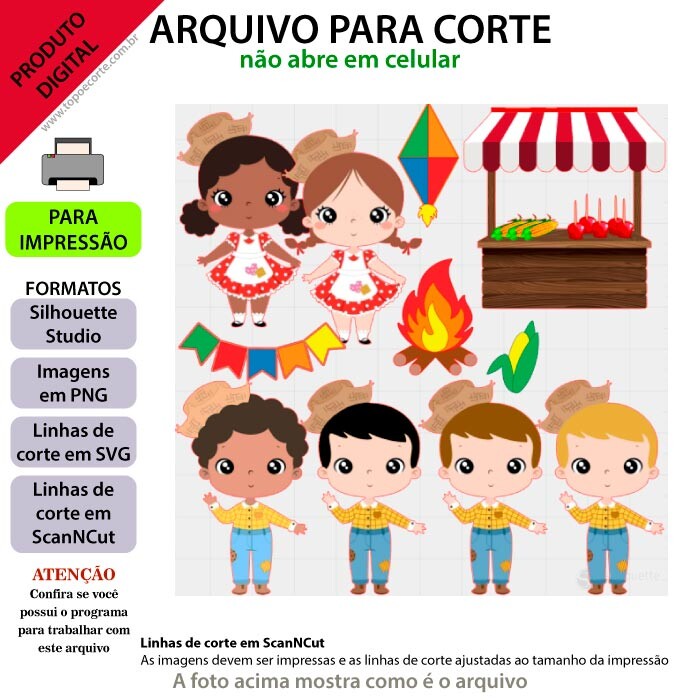 Arquivo de Corte Topo de Bolo  - Festa Junina