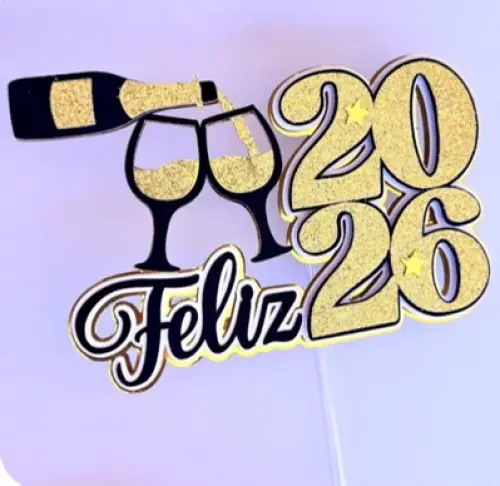 Arquivo de Corte Topo de Bolo - Ano Novo / Feliz 2026