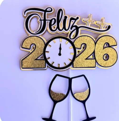 Arquivo de Corte Topo de Bolo - Ano Novo / Feliz 2026