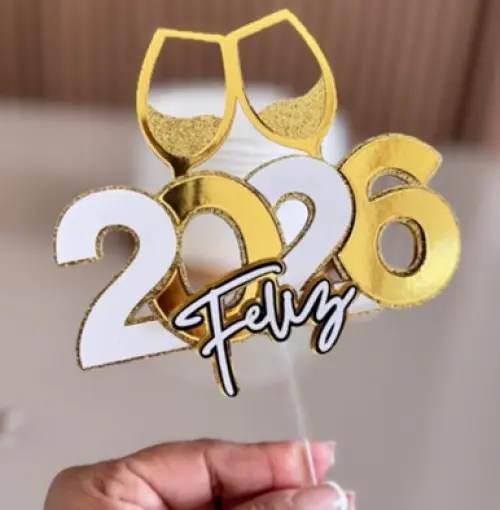 Arquivo de Corte Topo de Bolo - Ano Novo / Feliz 2026