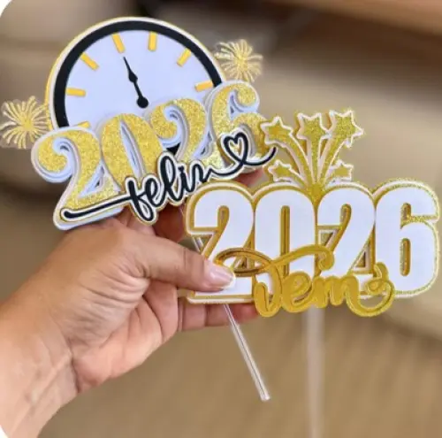 Arquivo de Corte Topo de Bolo - Ano Novo / Feliz 2026