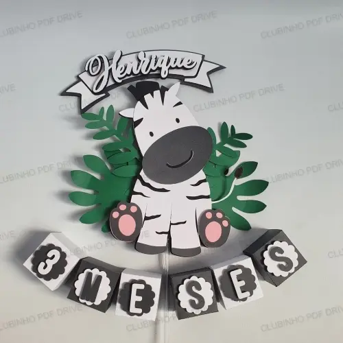Arquivo de Corte Topo de Bolo - Zebra