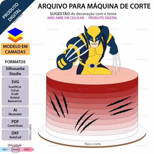 Arquivo de Corte Topo de Bolo - Wolverine