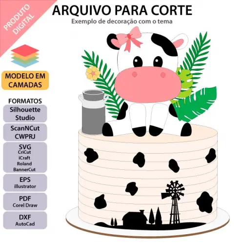 Arquivo de Corte Topo de Bolo - Vaquinha