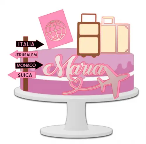 Arquivo de Corte Topo de Bolo  - Viagem