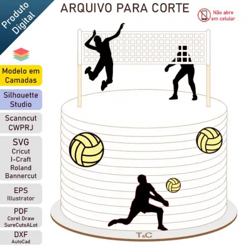 Arquivo de Corte Topo de Bolo  - Volei