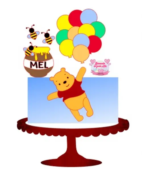 Arquivo de Corte Topo de Bolo -  Ursinho Pooh