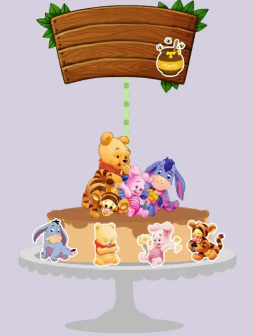 Arquivo de Corte Topo de Bolo -  Ursinho Pooh