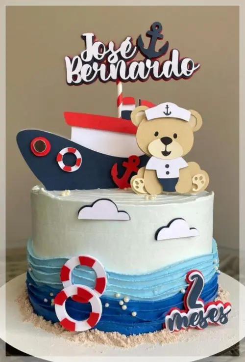 Arquivo de Corte Topo de Bolo -  Ursinho Marinheiro