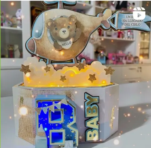 Arquivo de Corte Topo de Bolo -  Ursinho Aviador