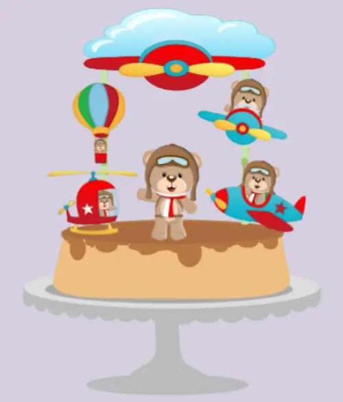 Arquivo de Corte Topo de Bolo -  Ursinho Aviador