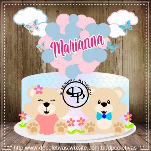 Arquivo de Corte Topo de Bolo -  Ursinha