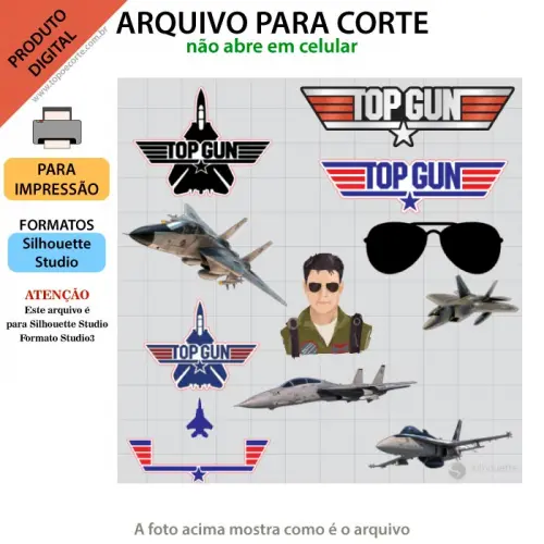 Arquivo de Corte Topo de Bolo -  Top Gun