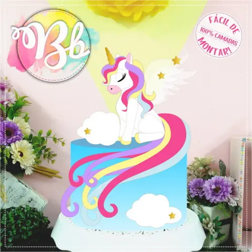 Arquivo de Corte Topo de Bolo -  UNICÓRNIO