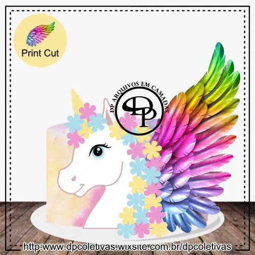 Arquivo de Corte Topo de Bolo -  UNICÓRNIO