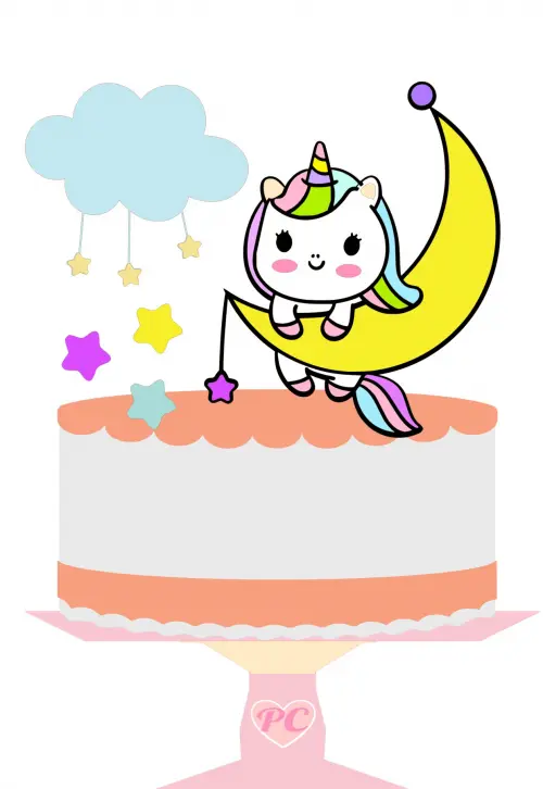 Arquivo de Corte Topo de Bolo -  UNICÓRNIO