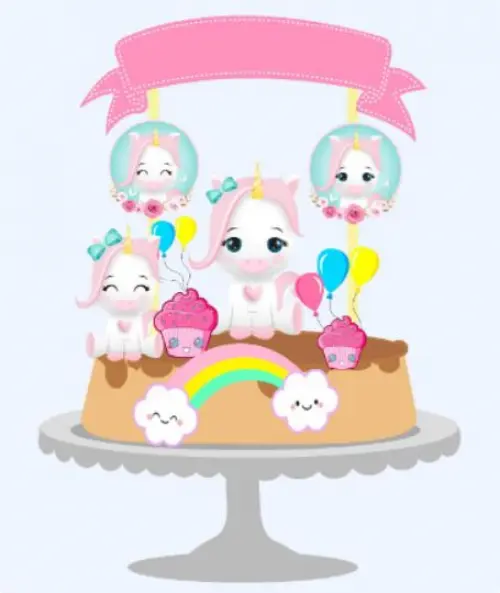 Arquivo de Corte Topo de Bolo -  UNICÓRNIO