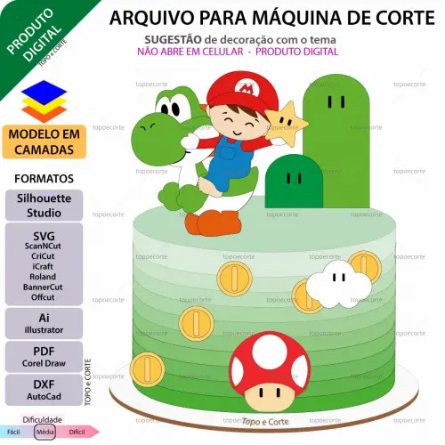 Arquivo de Corte Topo de Bolo -SUPER MARIO