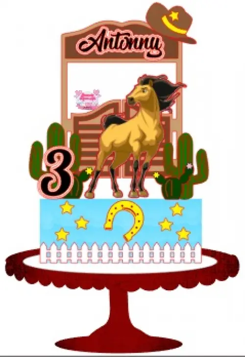 Arquivo de Corte Topo de Bolo -  Spirit O Corcel Indomável