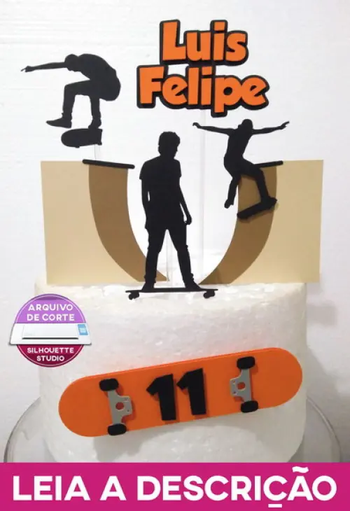 Arquivo de Corte Topo de Bolo -  Skate