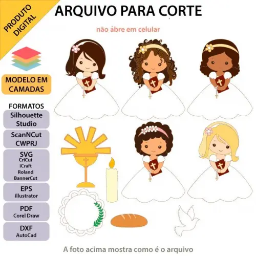 Arquivo de Corte Topo de Bolo -   Primeira Comunhão
