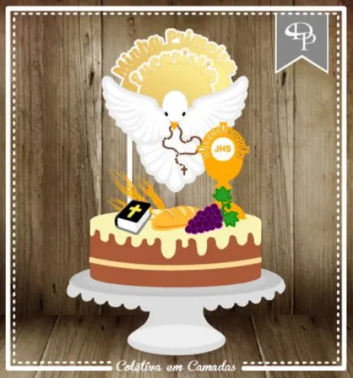 Arquivo de Corte Topo de Bolo -   Primeira Comunhão