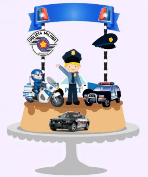 Arquivo de Corte Topo de Bolo -  Policia