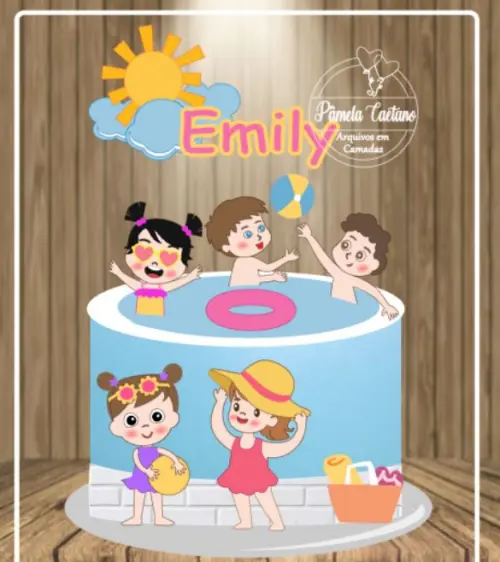 Arquivo de Corte Topo de Bolo -  Pool Party