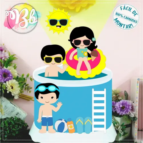 Arquivo de Corte Topo de Bolo -  Pool Party