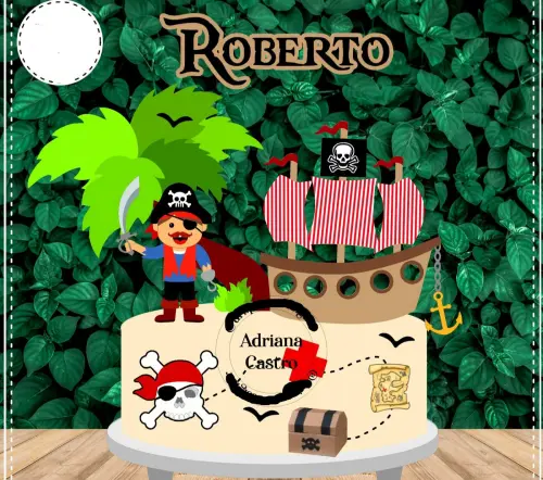 Arquivo de Corte Topo de Bolo  - Piratas