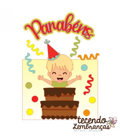 Arquivo de Corte Topo de Bolo  - Parabéns