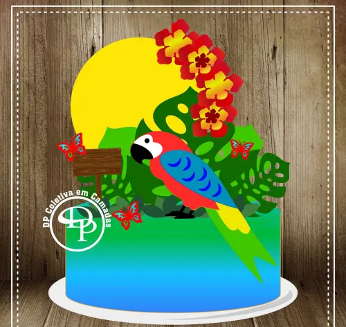 Arquivo de Corte Topo de Bolo  - Papagaio