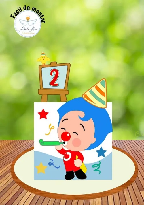 Arquivo de Corte Topo de Bolo  - Palhaço Plim Plim