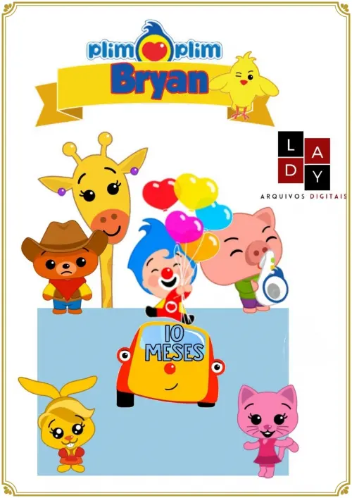 Arquivo de Corte Topo de Bolo  - Palhaço Plim Plim