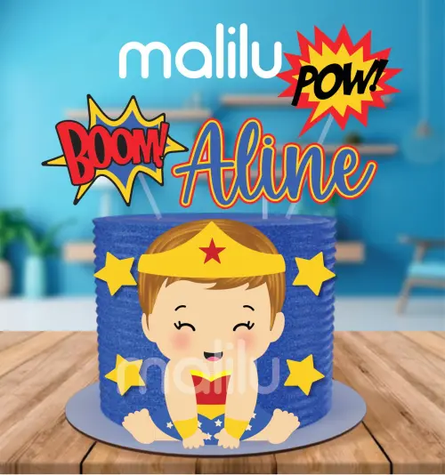 Arquivo de Corte Topo de Bolo  -  Mulher Maravilha