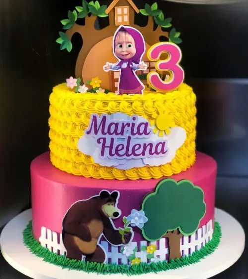 Arquivo de Corte Topo de Bolo  -  Marsha e o Urso