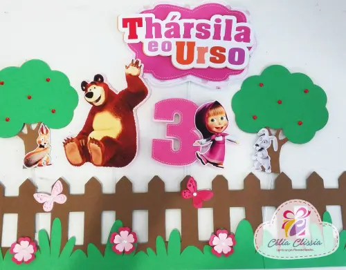 Arquivo de Corte Topo de Bolo  -  Marsha e o Urso