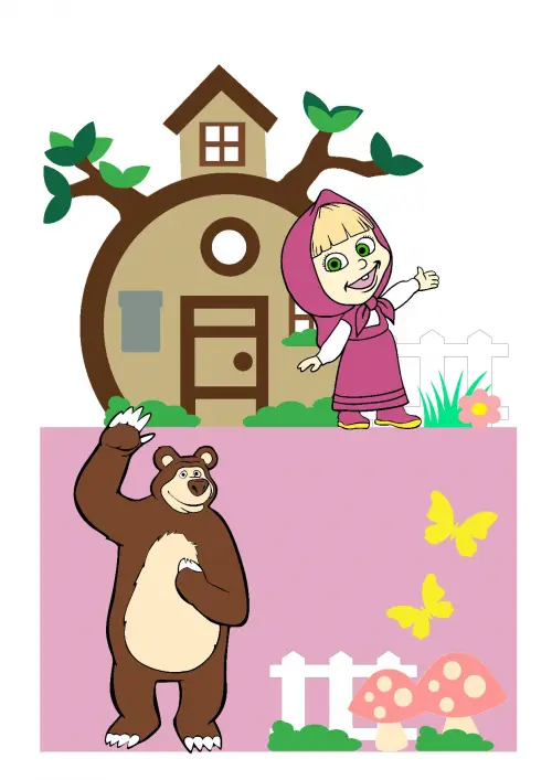 Arquivo de Corte Topo de Bolo  -  Marsha e o Urso