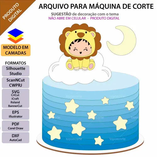 Arquivo de Corte Topo de Bolo  - Leãozinho