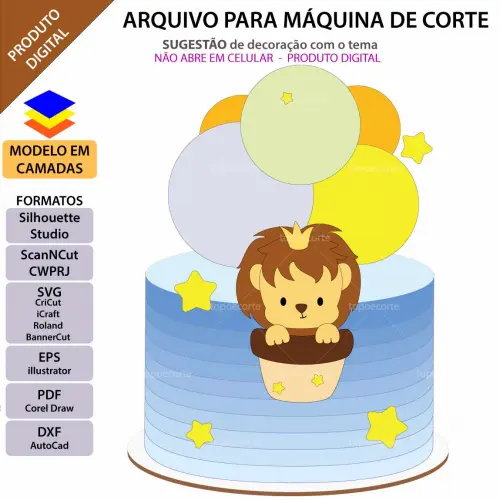 Arquivo de Corte Topo de Bolo  - Leãozinho