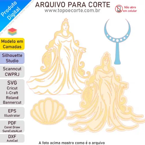 Arquivo de Corte Topo de Bolo  - Iemanjá