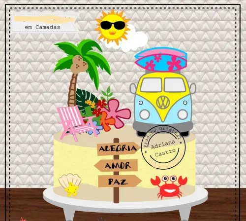 Arquivo de Corte Topo de Bolo  -  Hippie