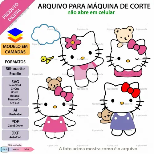 Arquivo de Corte Topo de Bolo  -    Hello Kitty