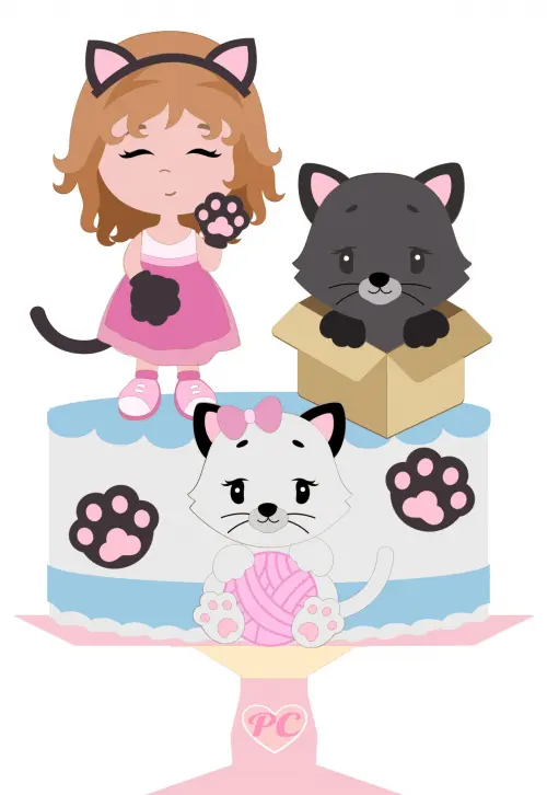 Arquivo de Corte Topo de Bolo  - Gatinho