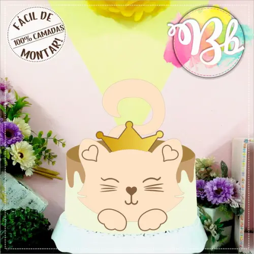 Arquivo de Corte Topo de Bolo  - Gatinho