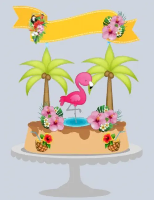 Arquivo de Corte Topo de Bolo  -   Flamingo