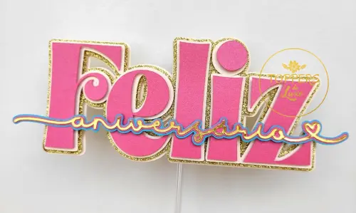 Arquivo de Corte Topo de Bolo  - Feliz Aniversário
